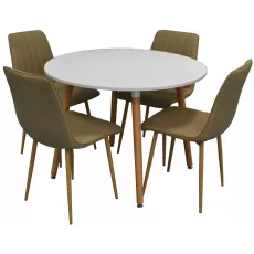 Set de mobilă Eva masa DT 402-1 + 4 scaune XR-154WO Beige9 (rogojka) Set de mobilă Eva masa DT 402-1 + 4 scaune XR-154WO Beige9 (rogojka)