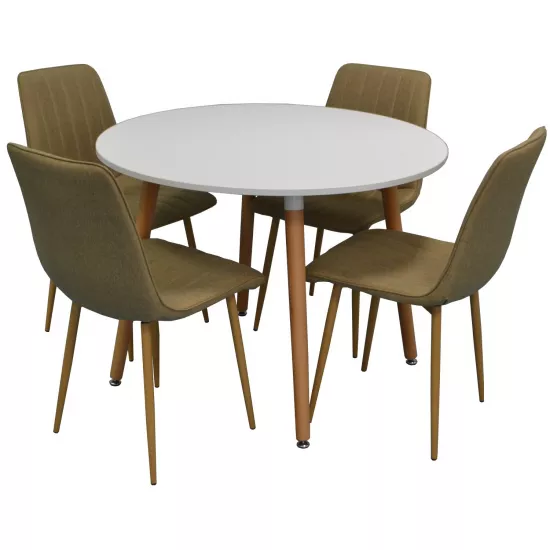 Set de mobilă Eva masa DT 402-1 + 4 scaune XR-154WO Beige9 (rogojka)
