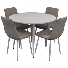 Set de mobilă Eva masa DT 402-5 + 4 scaune XR-154Wh Light Grey47 (velur)