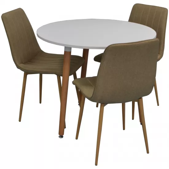 Set de mobilă Eva masa DT 404-1 + 3 scaune XR-154WO Beige9 (rogojka)