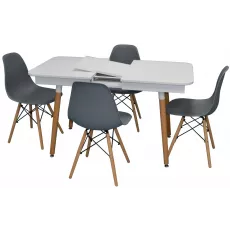 Set de mobilă Eva masa DT 431-1R Wo + 4 scaune LC-021 Grey (plastic)