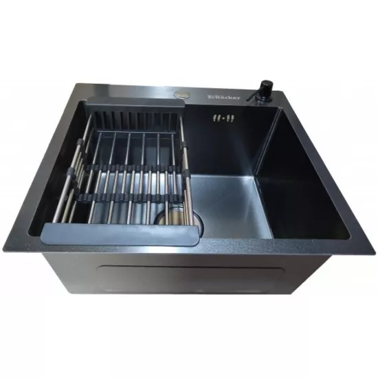Chiuvetă de bucătărie Backer Grid 500-45033 500х450 mm, Nano Black