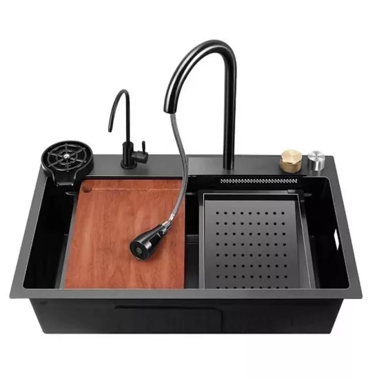 Chiuvetă de bucătărie Backer Optima 750-46070 750х460 mm, Nano Black