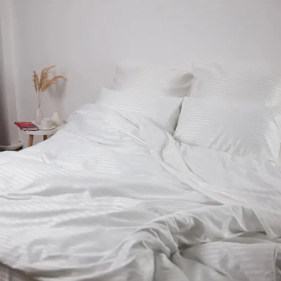 Lenjerie de pat TEP Stripe Satin Pure White (2 persoane/Satin)