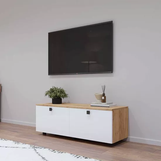 Comoda TV Mobildor Zen (140 cm), Sonoma/Alb