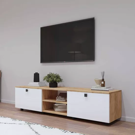 Comoda TV Mobildor Zen (240 cm), Sonoma/Alb