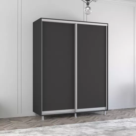 Dulap-cupeu Mobildor Aron, 160x240x60 cm, uși PAL, Antracit