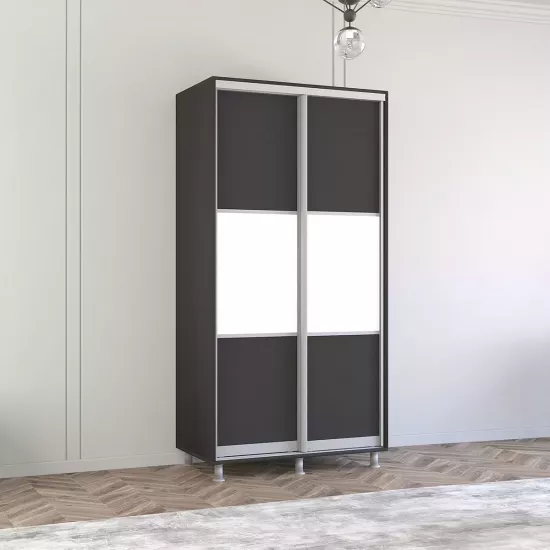 Шкаф купе Mobildor Aron K, 120x210x60 cm, двери ДСП горизонтально, Антрацит