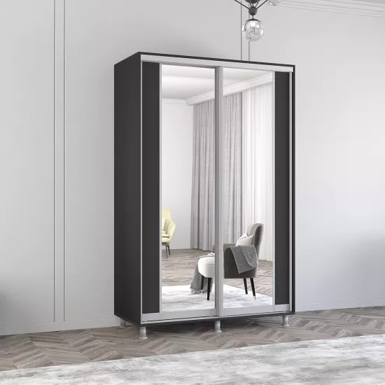 Шкаф купе Mobildor Aron K2 (140x220) раздвижные двери из ДСП с зеркалом вертикально, Anthracite