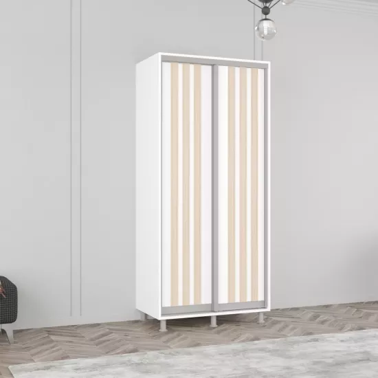 Шкаф купе Mobildor Aron (110x210) раздвижные двери из ЛДСП с ламелями, White