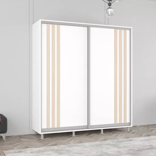 Шкаф купе Mobildor Aron (190x230) раздвижные двери из ЛДСП с ламелями, White