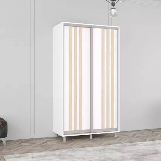 Dulap-cupeu Mobildor Aron, 130x240x60 cm, uși PAL сu lamele, Alb