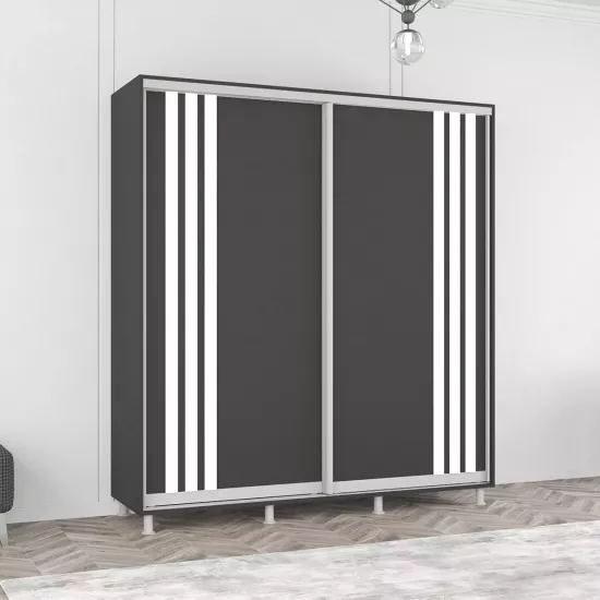Dulap-cupeu Mobildor Aron, 190x210x60 cm, uși PAL сu lamele, Antracit
