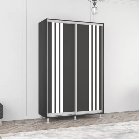 Шкаф купе Mobildor Aron, 140x230x60 cm, двери из ДСП с ламелями, Антрацит