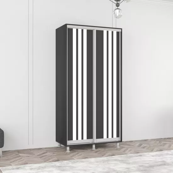 Шкаф купе Mobildor Aron (100x240) раздвижные двери из ЛДСП с ламелями, Anthracite