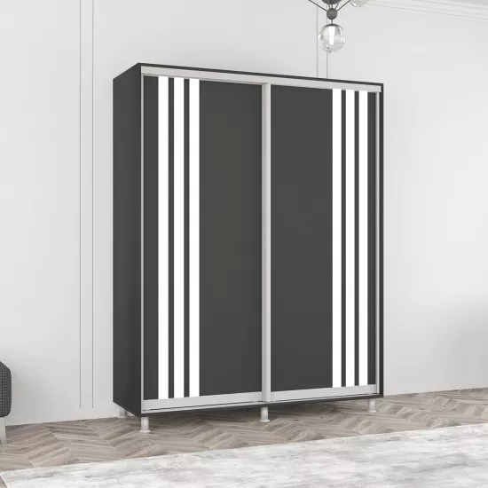 Шкаф купе Mobildor Aron (170x240) раздвижные двери из ЛДСП с ламелями, Anthracite