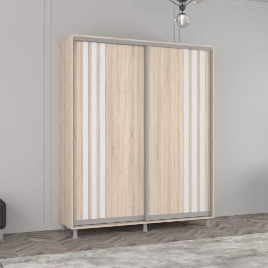 Шкаф купе Mobildor Aron (180x210) раздвижные двери из ЛДСП с ламелями, Sonoma