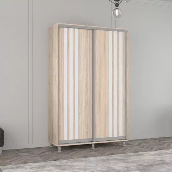 Dulap-cupeu Mobildor Aron, 160x220x60 cm, uși PAL сu lamele, Sonoma