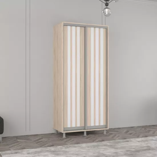 Шкаф купе Mobildor Aron (100x230) раздвижные двери из ЛДСП с ламелями, Sonoma