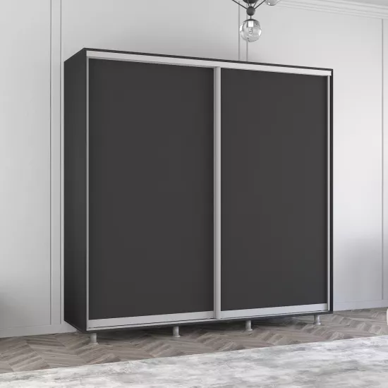 Dulap-cupeu Mobildor Aron, 210x240x60 cm, uși PAL, Antracit