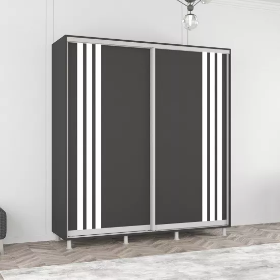 Шкаф купе Mobildor Aron (230x210) раздвижные двери из ЛДСП с ламелями, Anthracite