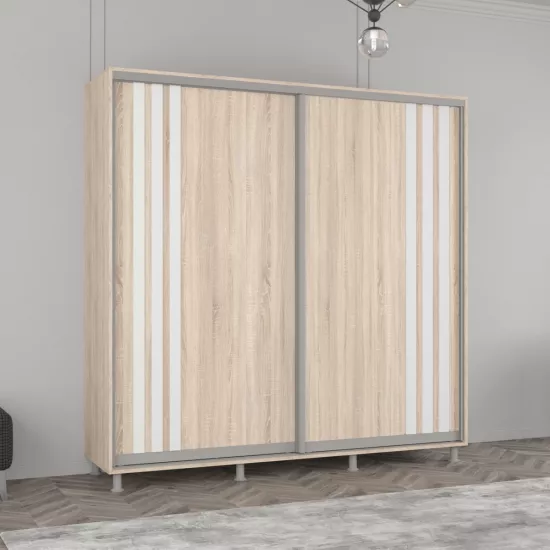 Шкаф купе Mobildor Aron (200x200) раздвижные двери из ЛДСП с ламелями, Sonoma
