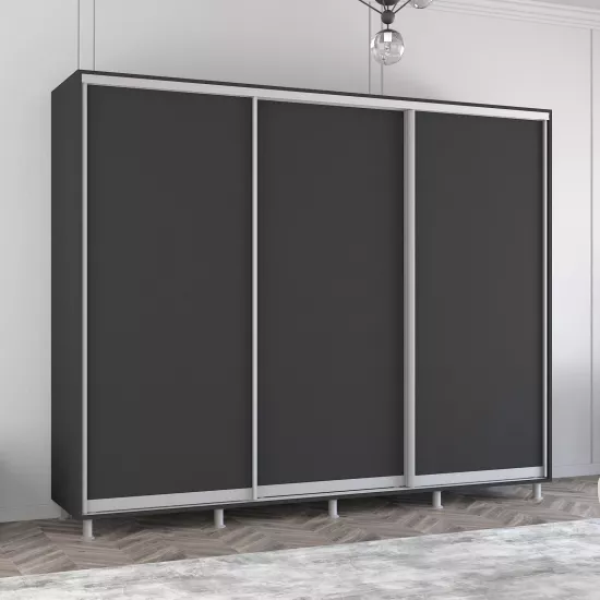 Dulap-cupeu Mobildor Aron, 260x240x60 cm, uși PAL, Antracit