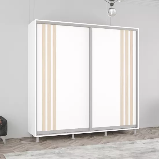 Шкаф купе Mobildor Aron (240x230) раздвижные двери из ЛДСП с ламелями, White