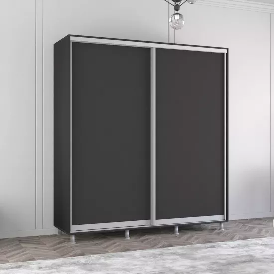 Dulap-cupeu Mobildor Aron P, 130x240x60 cm, uși PAL, Antracit