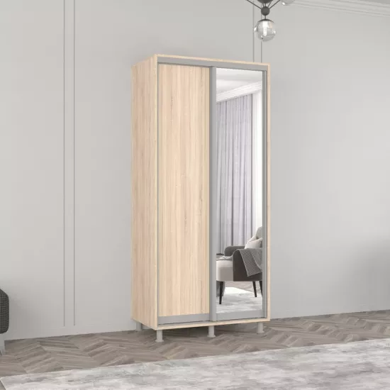 Шкаф купе Mobildor Aron P (110x210) раздвижные зеркальные двери и ДСП, Sonoma