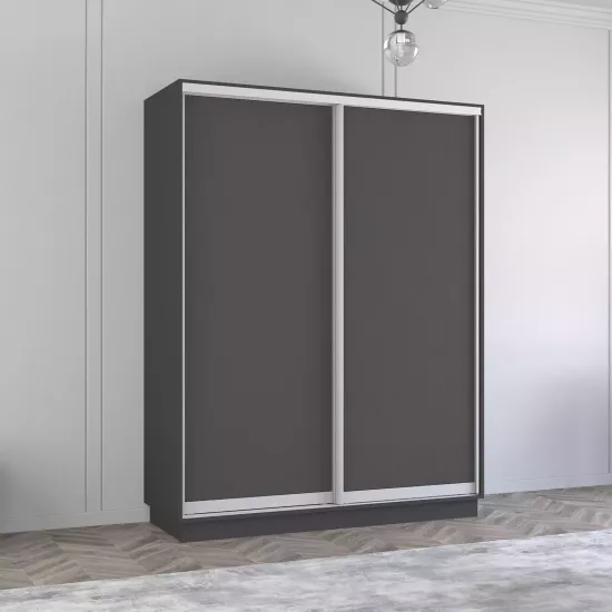 Dulap-cupeu Mobildor Fox, 180x220x60 cm, uși PAL, Antracit