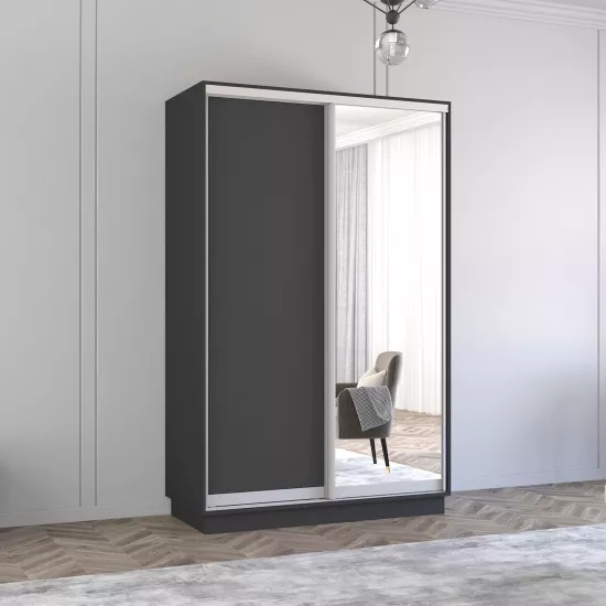 Шкаф купе Mobildor Fox (150x200) раздвижные зеркальные двери и ДСП, Anthracite