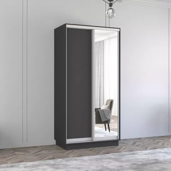 Шкаф купе Mobildor Fox (120x230) раздвижные зеркальные двери и ДСП, Anthracite