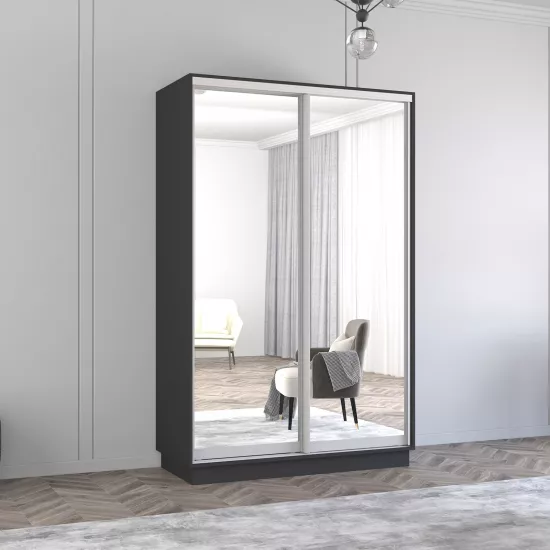 Шкаф купе Mobildor Fox (150x210) зеркальные раздвижные двери, Anthracite
