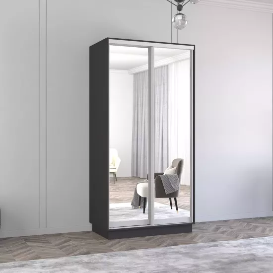 Шкаф купе Mobildor Fox (110x230) зеркальные раздвижные двери, Anthracite