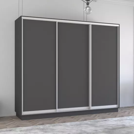 Dulap-cupeu Mobildor Fox, 340x200x60 cm, uși PAL, Antracit