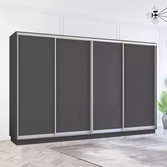 Шкаф купе Mobildor Fox, 380x230x60 cm, двери ДСП, Антрацит