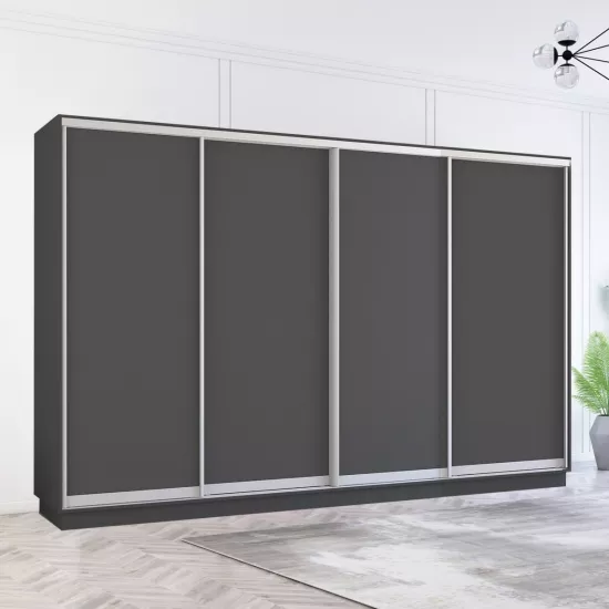 Dulap-cupeu Mobildor Fox, 390x230x60 cm, uși PAL, Antracit