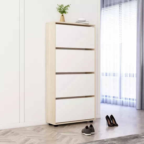 Обувница Mobildor Leo 90 (90x27x164H), Sonoma/White