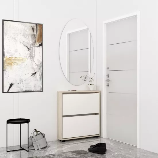 Pantofar Mobildor Leo Slim 60 (60x16x86H), Sonoma/White