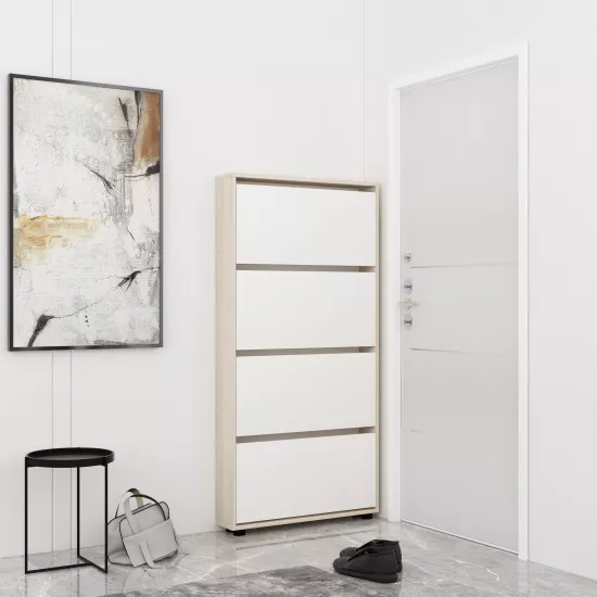 Pantofar Mobildor Leo Slim, 80x16x125 см, Sonoma/White