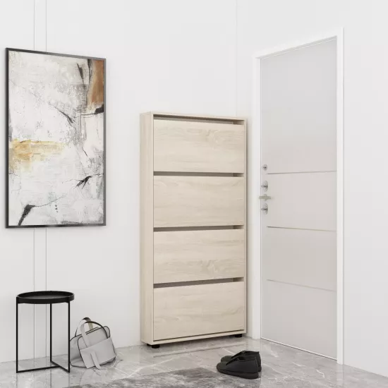 Обувница Mobildor Leo Slim, 90x16x125 см, Sonoma