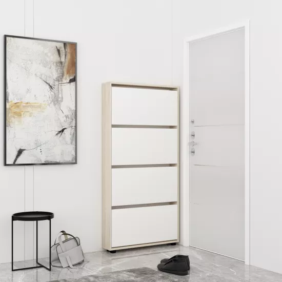 Pantofar Mobildor Leo Slim 90 (90x16x164H), Sonoma/White