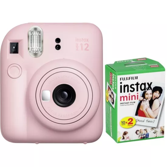 Aparat foto instant Fujifilm Instax Mini 12 Blossom Pink, Film Mini 2x10