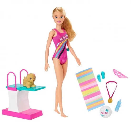 Mattel Barbie Dreamhouse Adventures GHK23 Игровой набор ,,Тренировка в бассейне''