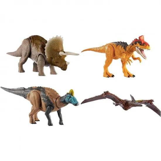 Mattel Jurassic World GJN64 Фигурка динозавра ,,Опасные противники Трицератопс'' со звуком