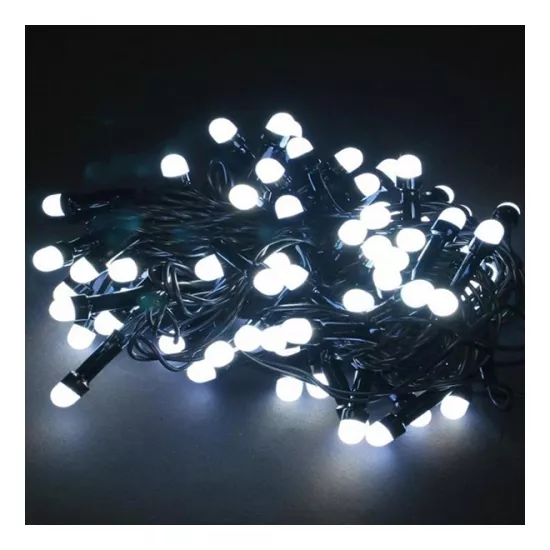 Luminite de Craciun Globuri mini 4303/W, 100LED, alb-rece, 8 m