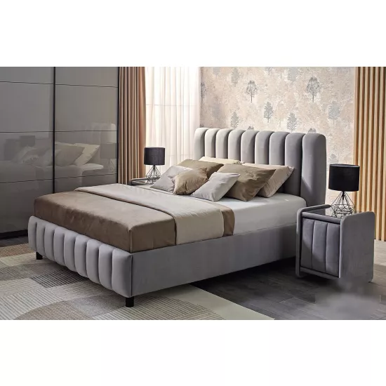 Set dormitor Ambianta Fancy cu pat 1.4m, Gri