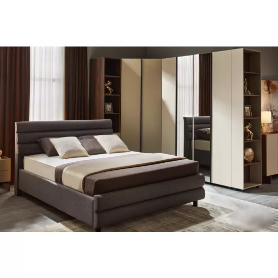 Set dormitor Ambianta Kosmo cu pat 1.8m, Gray/Catania/Fungo
