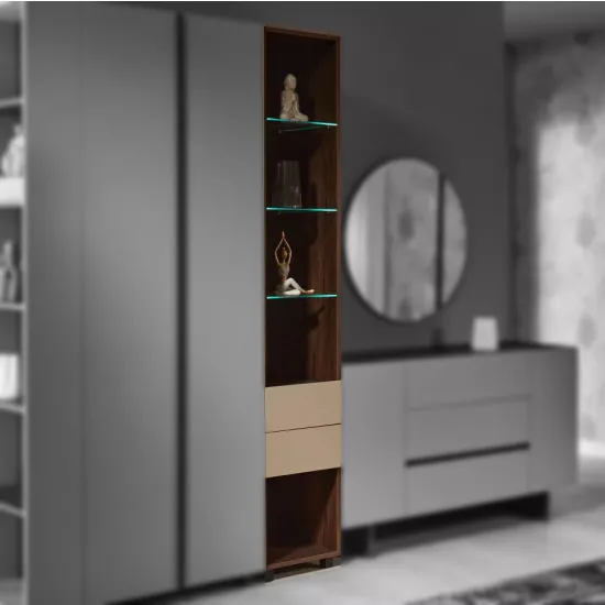 Пенал Ambianta Kosmo (40 см) с полками из стекла, Catania/Fungo